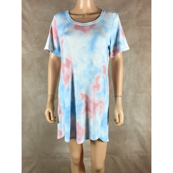 JENNI Intimates Sky Tie Dye Short Sleeve Pajama Dress NEW MEDIUM - Picture 4 of 5